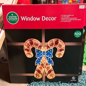 Window Decor Candy Canes with Clear Lights